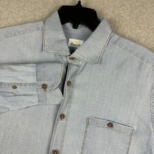 Giannetto Shirt Mens XL Blue Chambray Long Sleeve Button Up Cotton Casual Pocket